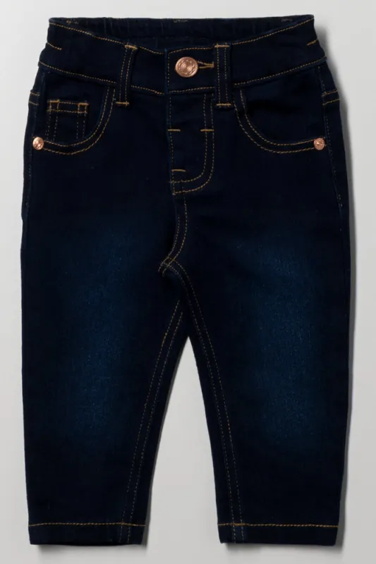 Skinny Denim Jeans Dark Blue sold by Ackermas