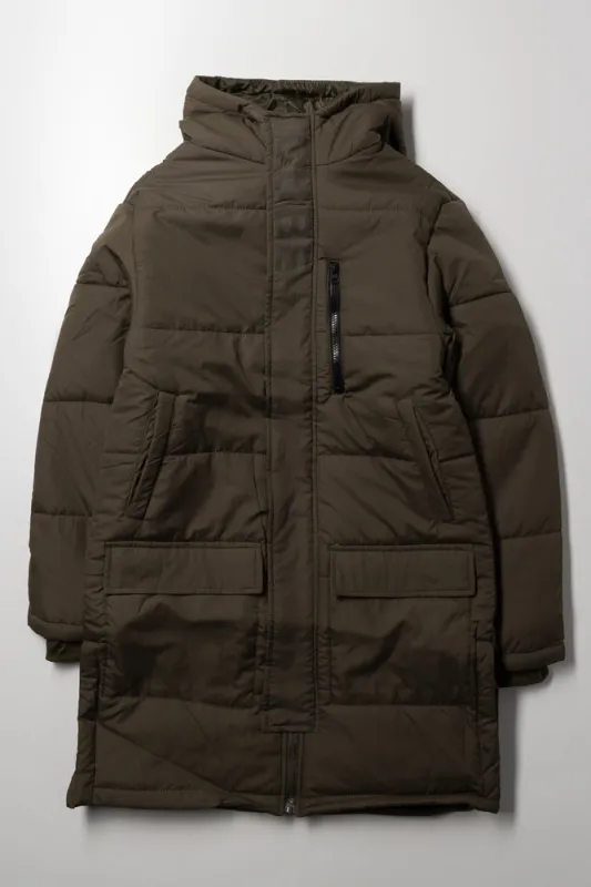 Longer Length Puffer Jacket Green sold by Ackermas