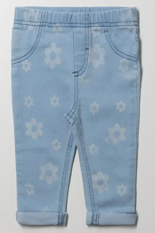 Flower Denim Jeggings Blue sold by Ackermas