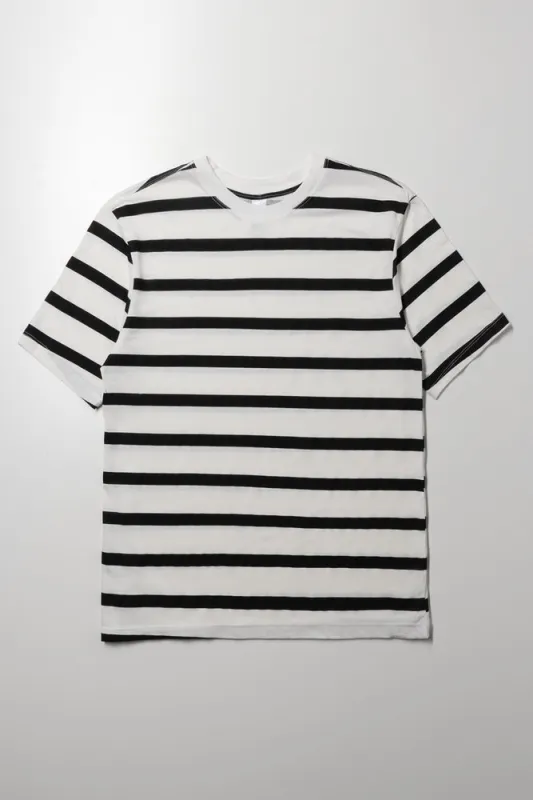 Stripe Short Sleeve T-Shirt White sold by Ackermas