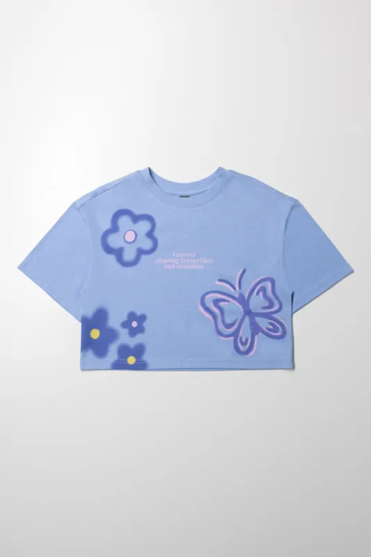 Butterfly Flower T-Shirt Blue sold by Ackermas