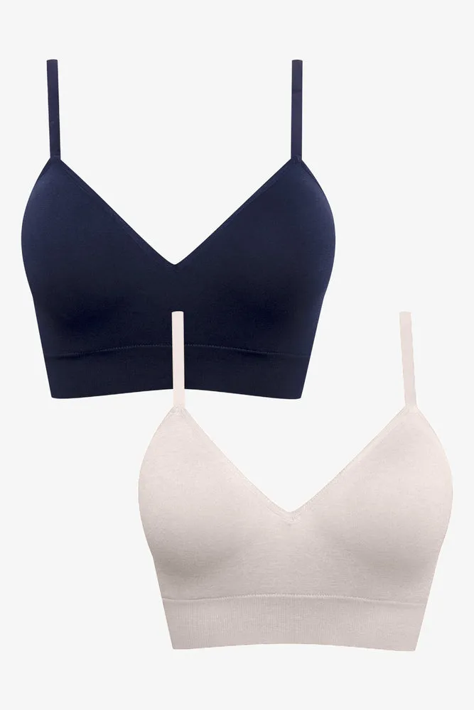 2 Pack Seam Free Bralette Navy & Natural sold by Ackermas product image thumbnail 2