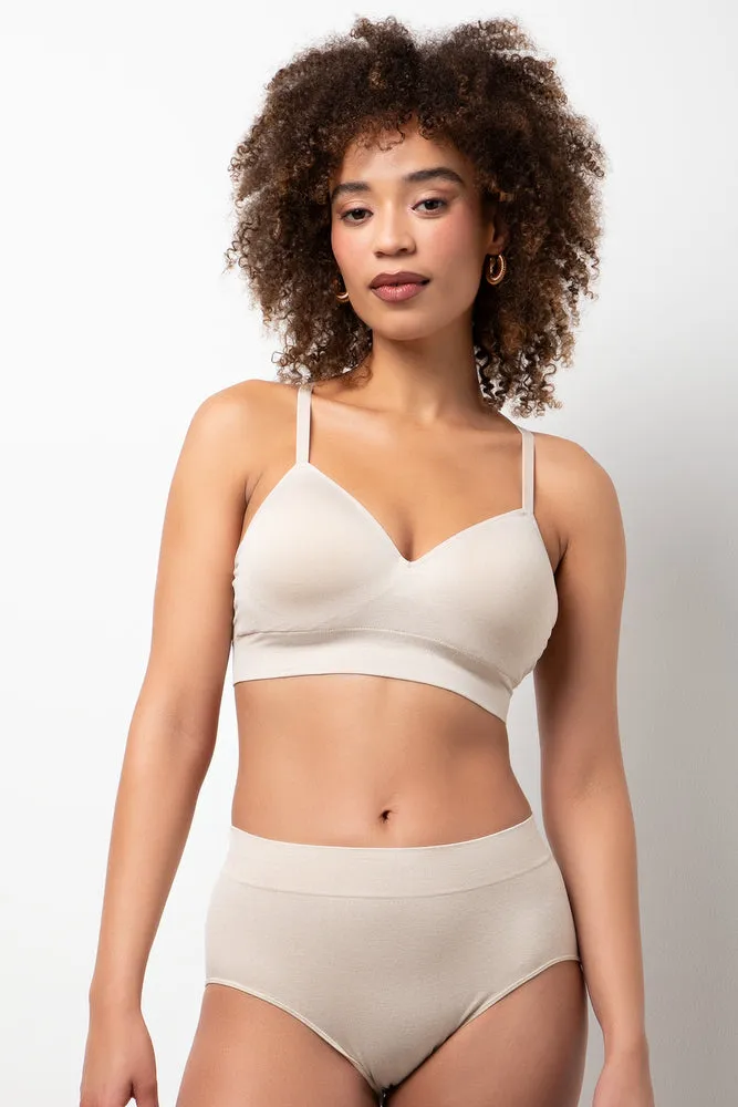 2 Pack Seam Free Bralette Navy & Natural sold by Ackermas