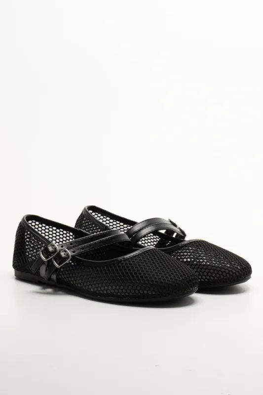 Mesh Mary-Jane Pump Black sold by Ackermas