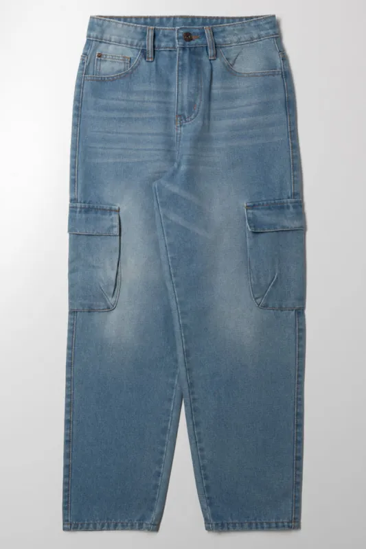 Baggy Cargo Denim Jeans Blue sold by Ackermas