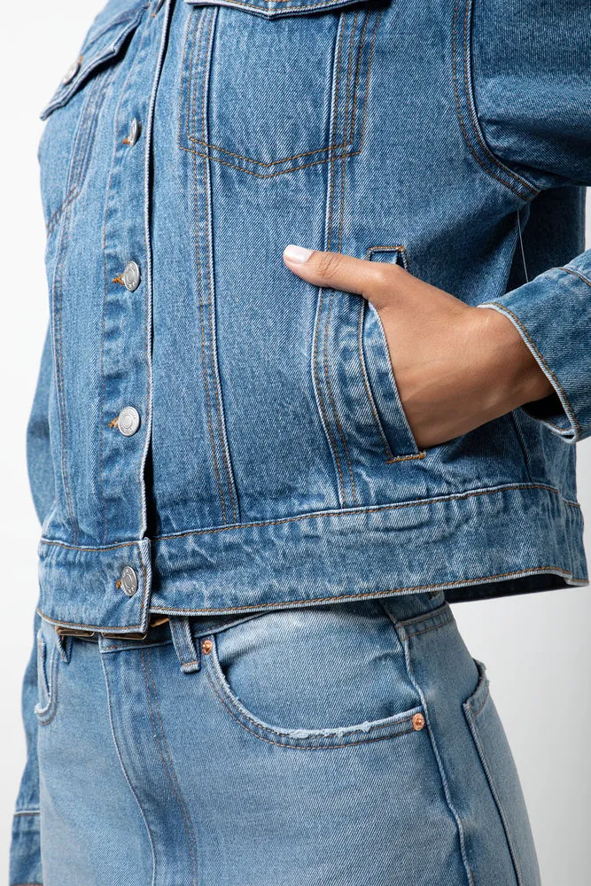 Denim Trucker Jacket Light Blue sold by Ackermas product image thumbnail 4