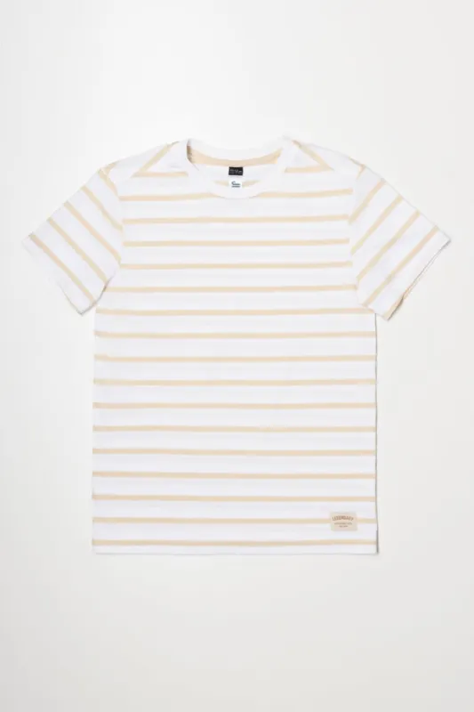 Stripe Short Sleeve T-Shirt Natural sold by Ackermas