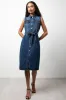 Sleeveless Button Through Denim Dress Blue sold by Ackermas