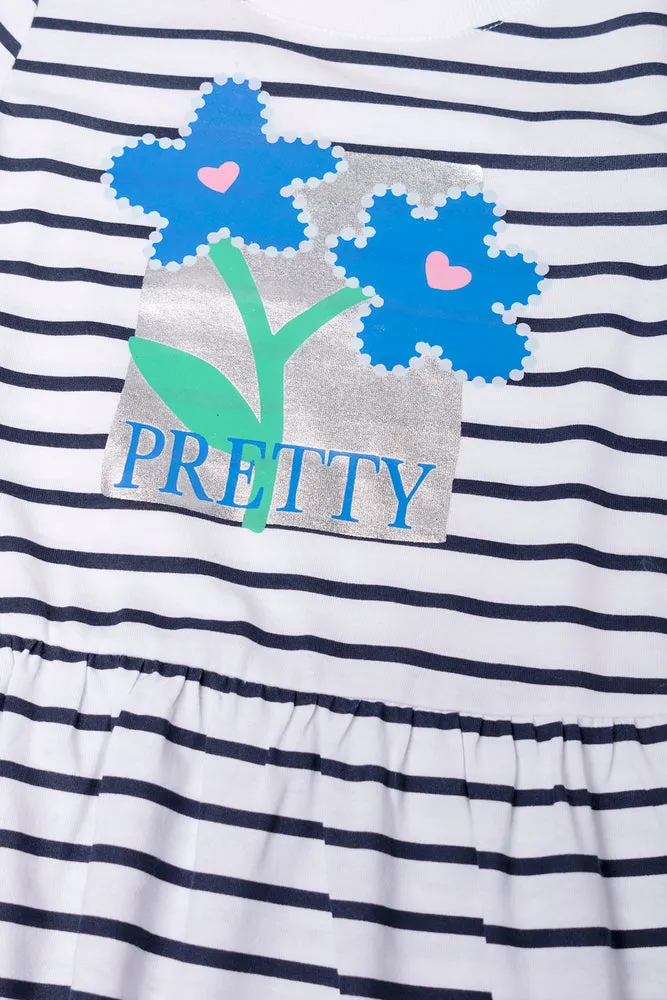 Stripe Dropped Waist T-Shirt Dress Navy And White sold by Ackermas product image thumbnail 2