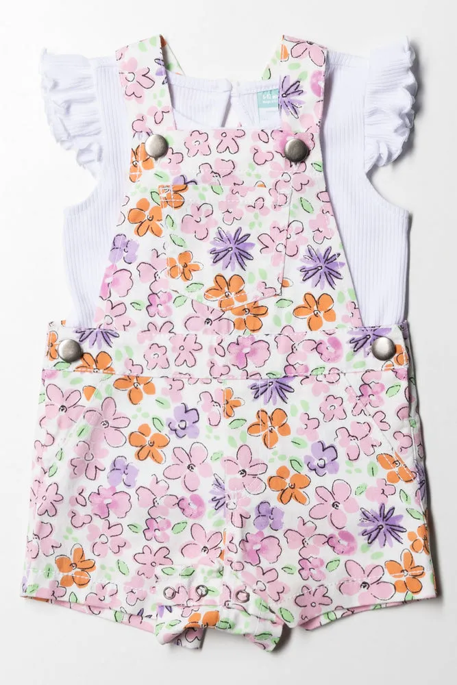 Dungaree With T-Shirt Set Pink sold by Ackermas