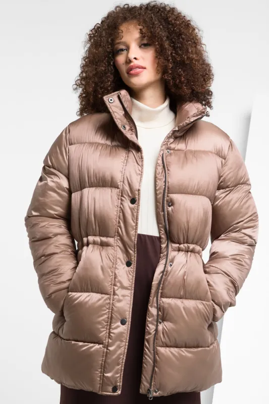 Metallic Puffer Jacket Brown sold by Ackermas