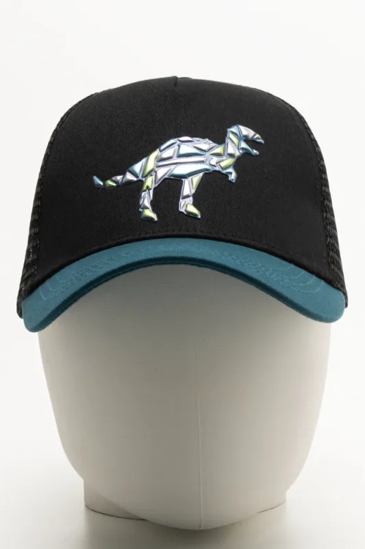 Dino Badge Peak Cap Black sold by Ackermas