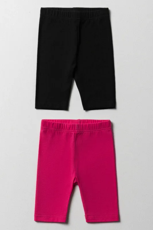 2 Pack Cropped Leggings Black And Pink sold by Ackermas