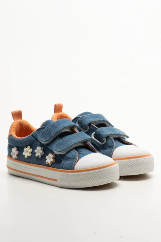 3D Flower Trim Denim Sneakers Blue sold by Ackermas
