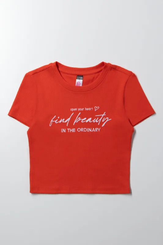 Find Beauty Rib Short Sleeve T-Shirt Red sold by Ackermas