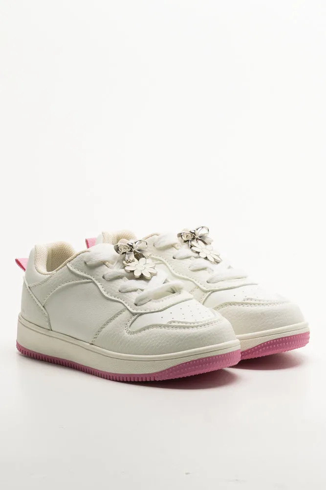 Flower Charm Sneakers White sold by Ackermas