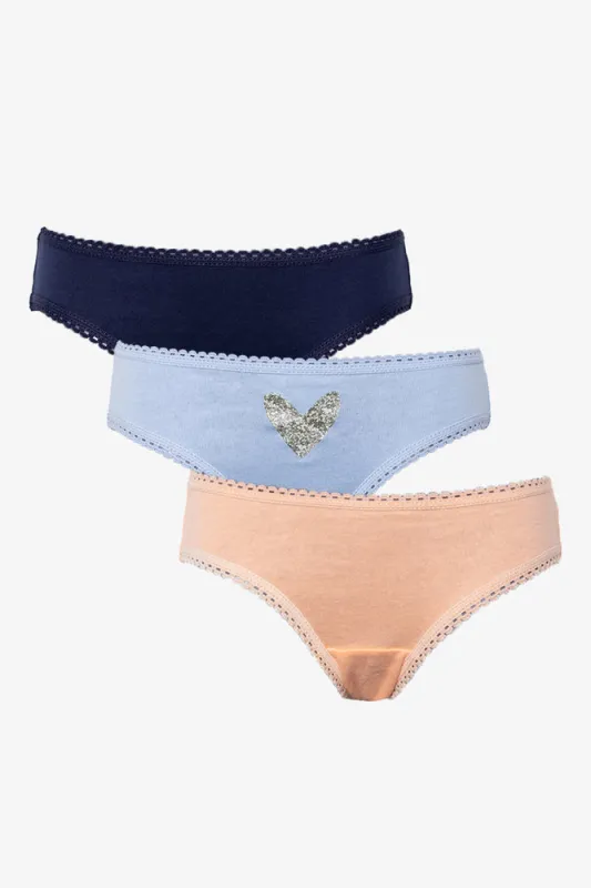 3 Pack Bikini Panties Purple, Blue And Peach sold by Ackermas