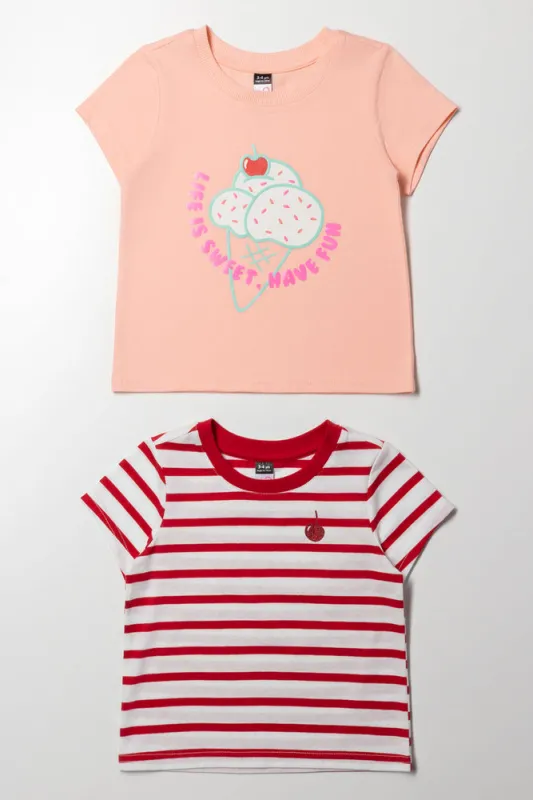 2 Pack Ice Cream T-Shirts Peach & White sold by Ackermas
