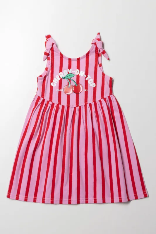 Stripe Sleeveless Dress Red And Pink sold by Ackermas