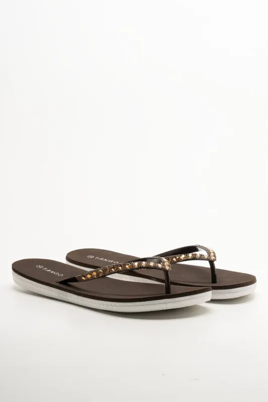 Diamante Flip Flop Brown sold by Ackermas