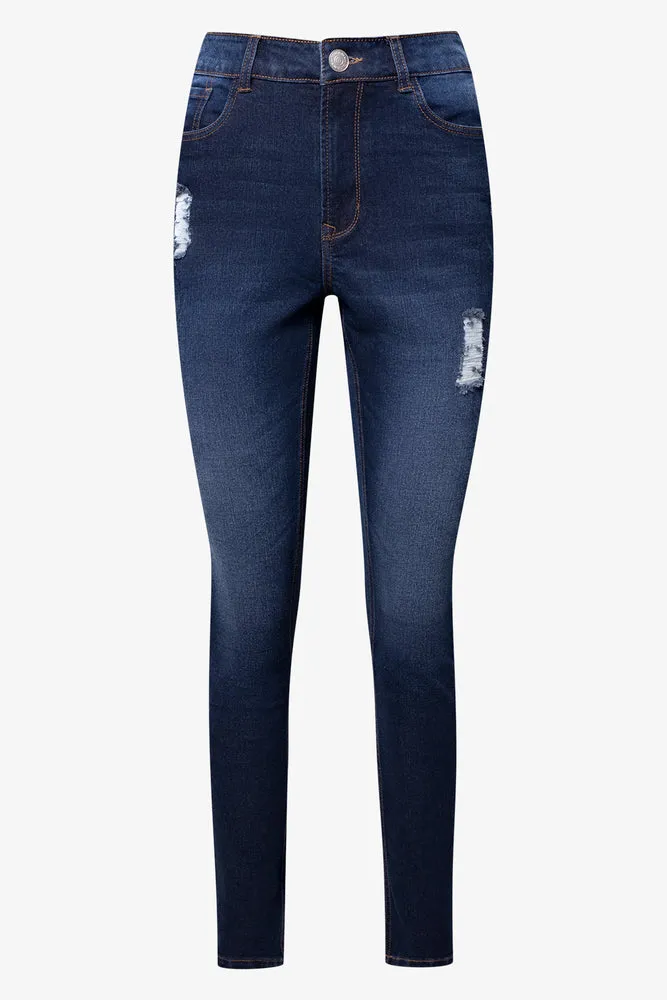 Distressed Skinny Denim Jean Blue sold by Ackermas