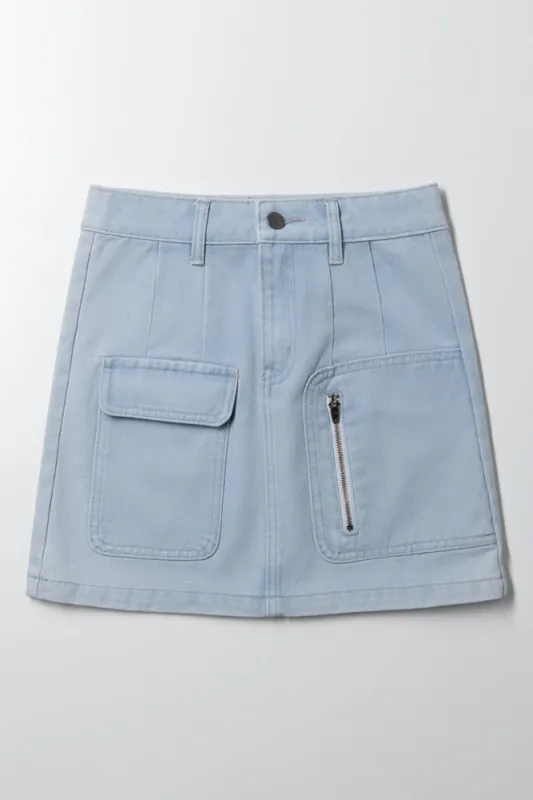A-Line Denim Skirt Light Blue sold by Ackermas