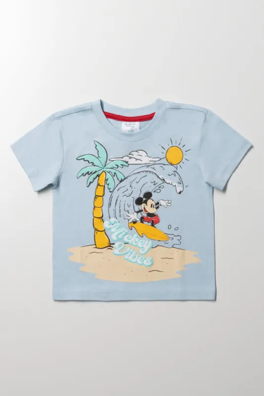 Mickey Mouse Short Sleeve T-Shirt Blue sold by Ackermas