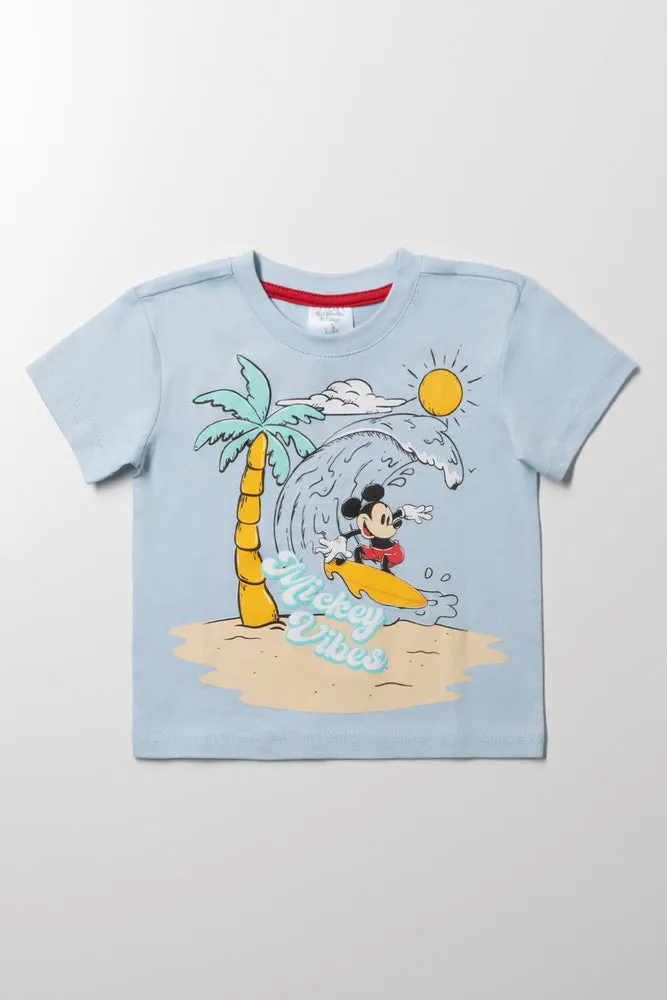Mickey Mouse Short Sleeve T-Shirt Blue sold by Ackermas