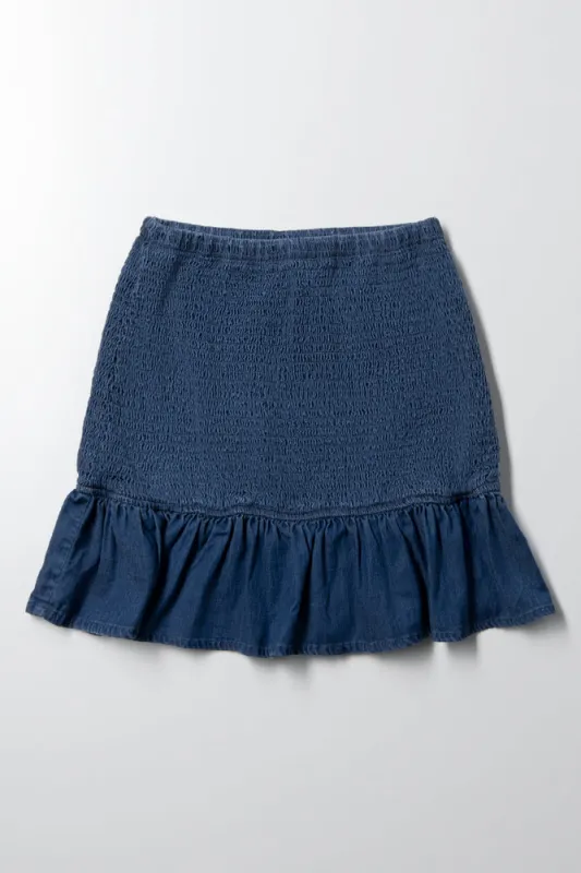 Denim Skirt With Frill Blue sold by Ackermas