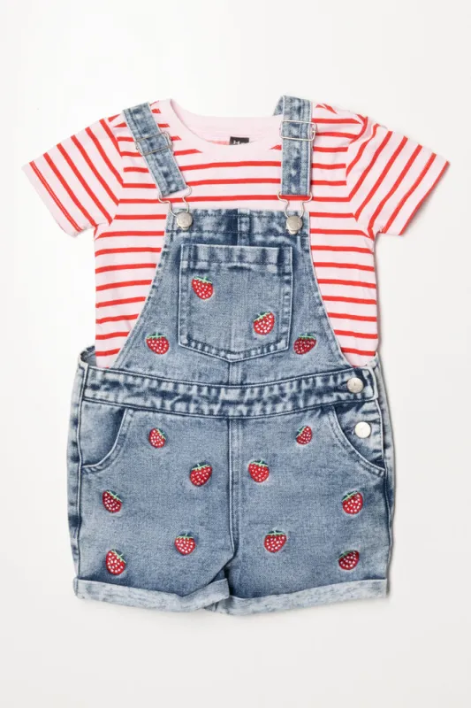Strawberry Dungaree Set Blue sold by Ackermas