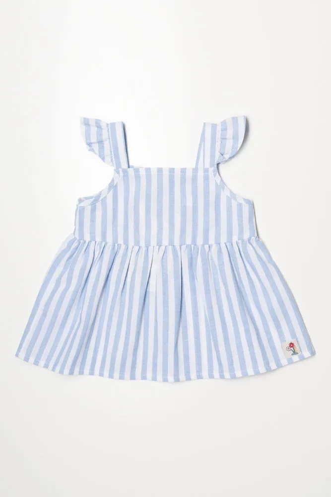 Peplum Frill Strap Top Blue sold by Ackermas