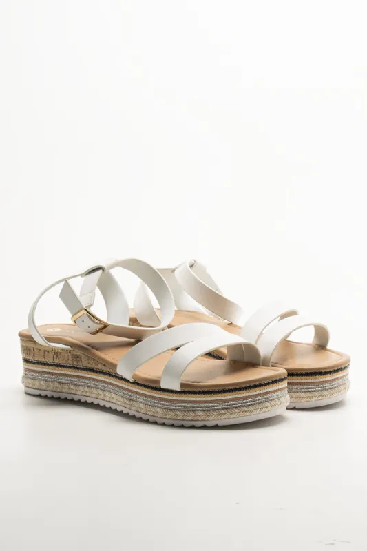 Espadrille Wedge Ankle Strap Sandals White sold by Ackermas