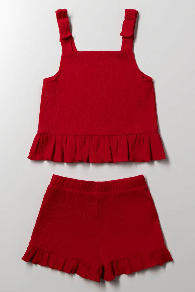 Strappy Peplum Textured Knit Set Red sold by Ackermas product image thumbnail 4