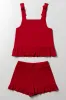 Strappy Peplum Textured Knit Set Red sold by Ackermas