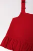 Strappy Peplum Textured Knit Set Red sold by Ackermas
