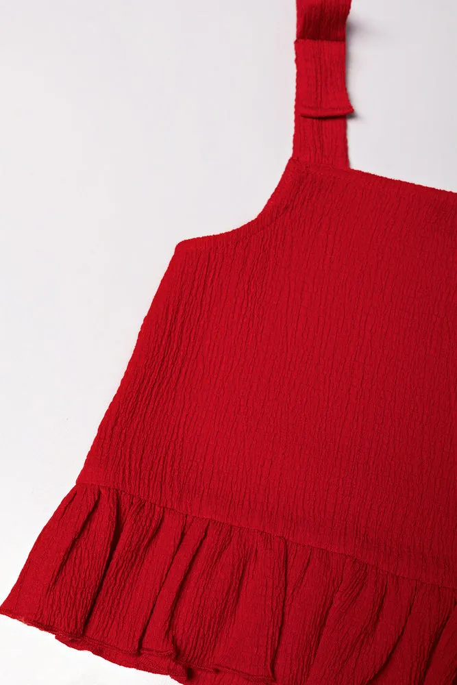 Strappy Peplum Textured Knit Set Red sold by Ackermas product image thumbnail 2