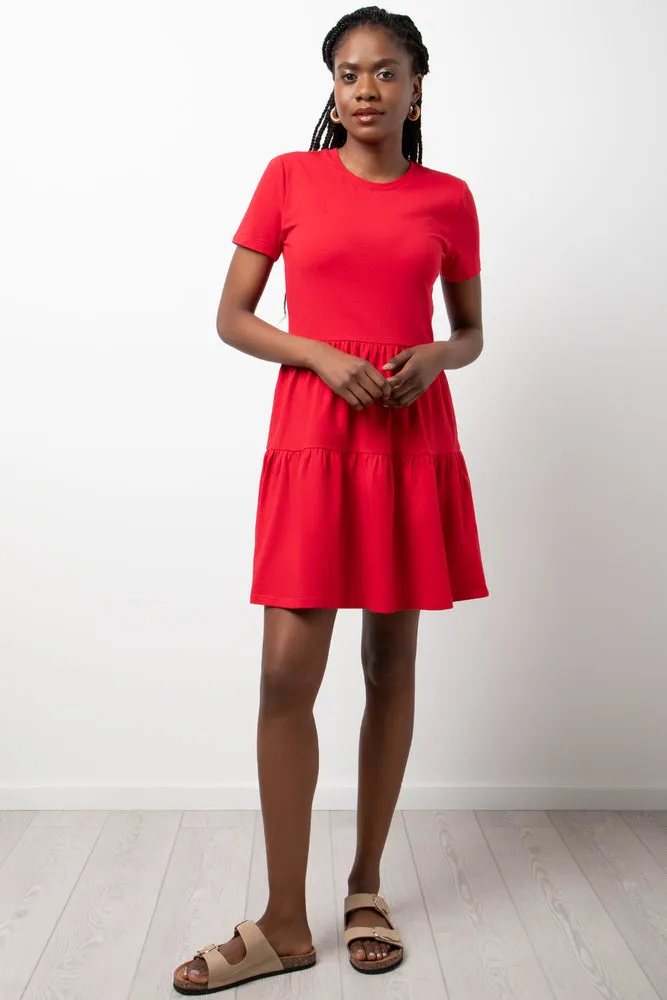 Tiered T-Shirt Dress Red sold by Ackermas