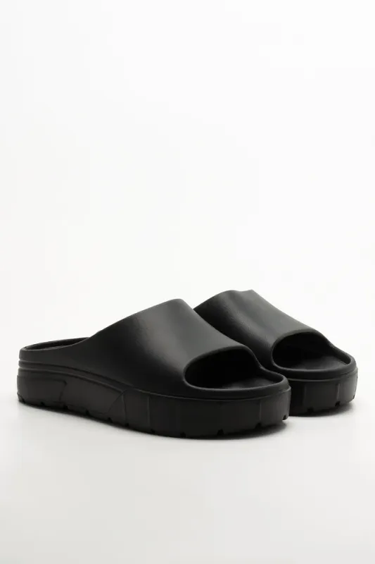 Platform Moulded Slides Black sold by Ackermas