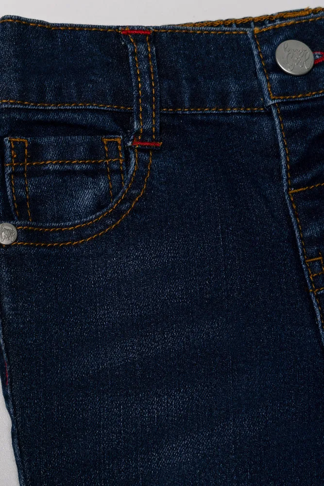 Skinny Denim Jeans With Hair Tie Dark Blue sold by Ackermas product image thumbnail 2