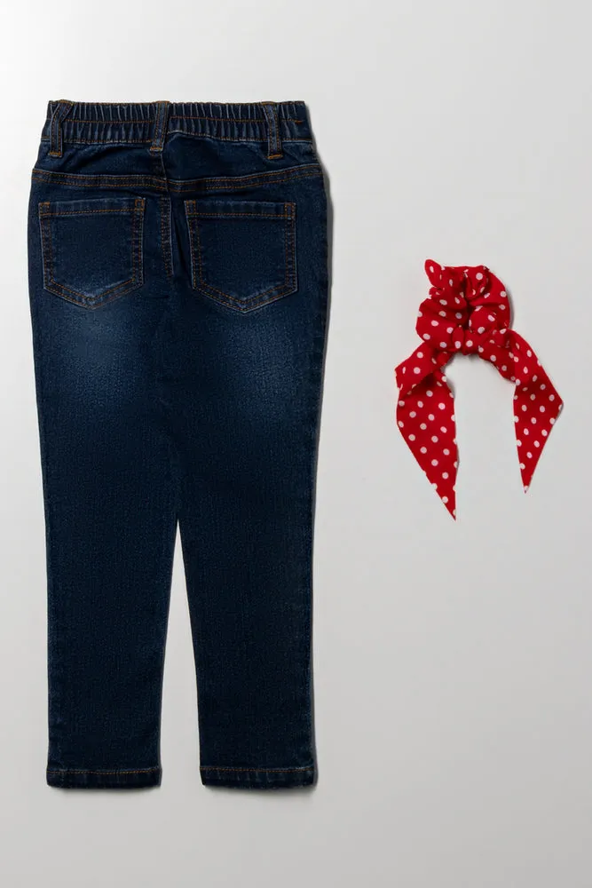 Skinny Denim Jeans With Hair Tie Dark Blue sold by Ackermas product image thumbnail 4