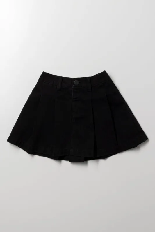 Pleated Denim Skirt Black sold by Ackermas