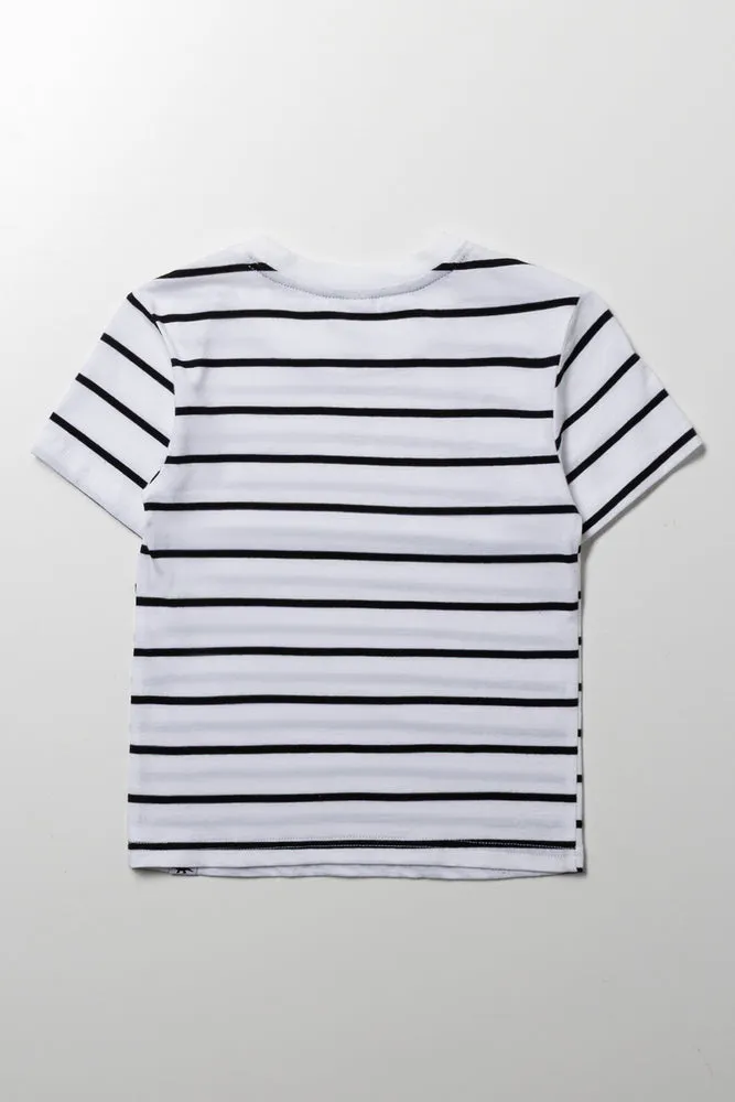 Stripe Short Sleeve T-Shirt White And Black sold by Ackermas product image thumbnail 4