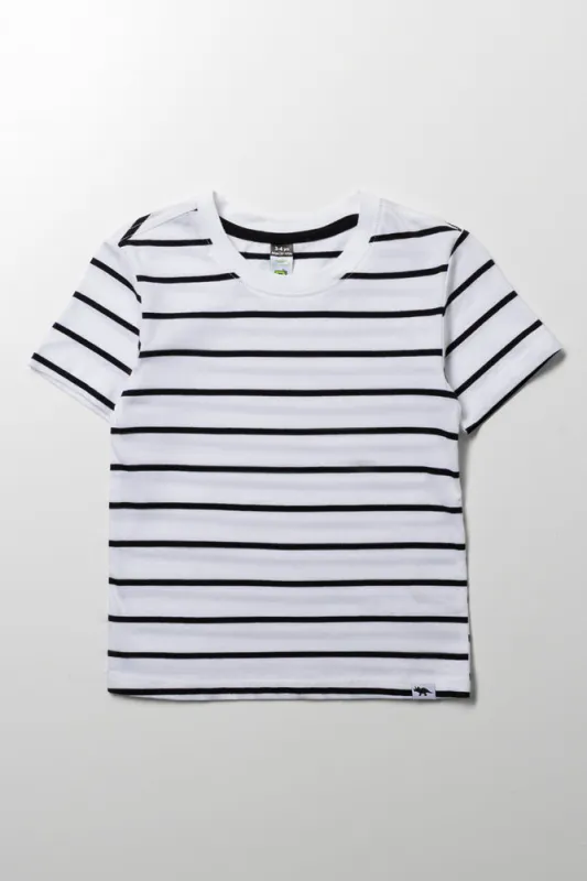 Stripe Short Sleeve T-Shirt  White And Black sold by Ackermas