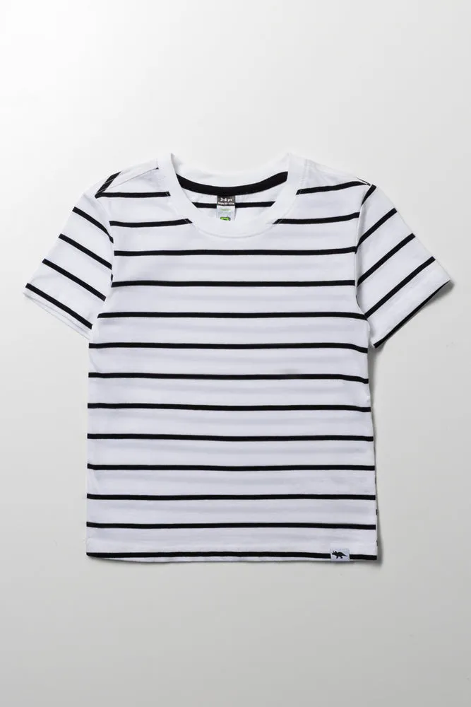 Stripe Short Sleeve T-Shirt White And Black sold by Ackermas
