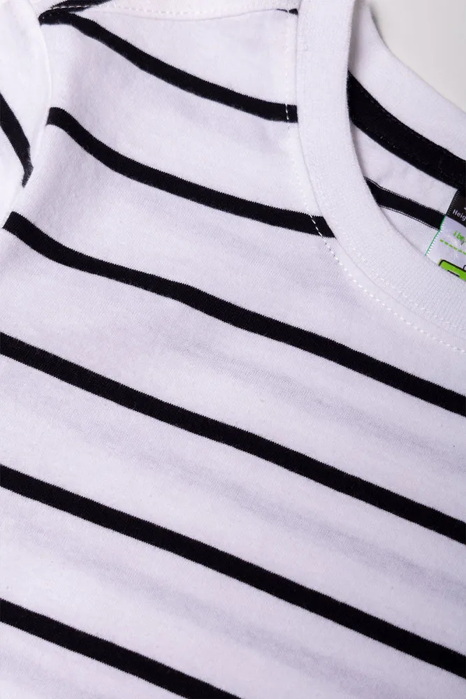 Stripe Short Sleeve T-Shirt White And Black sold by Ackermas product image thumbnail 2