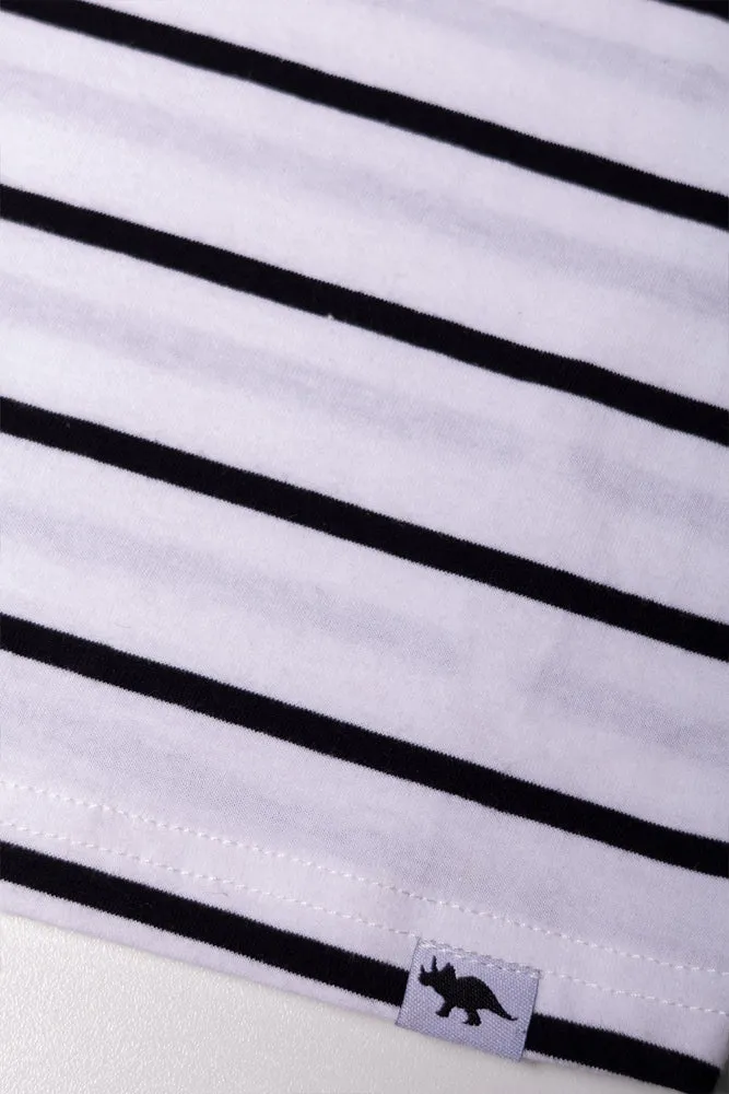 Stripe Short Sleeve T-Shirt White And Black sold by Ackermas product image thumbnail 3