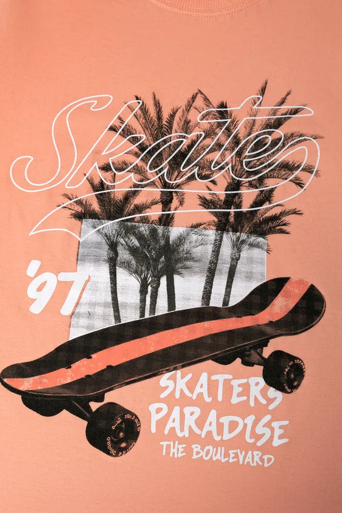 Skate Short Sleeve T-Shirt Orange sold by Ackermas product image thumbnail 2