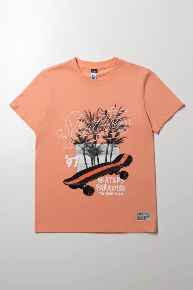 Skate Short Sleeve T-Shirt Orange sold by Ackermas