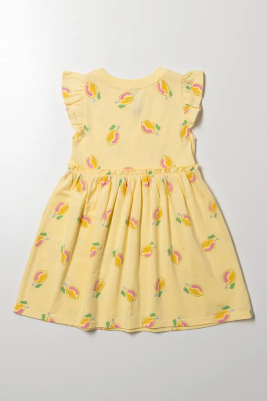 Lemon Print Dress Yellow sold by Ackermas