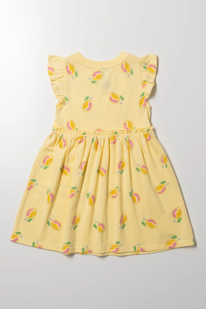 Lemon Print Dress Yellow sold by Ackermas